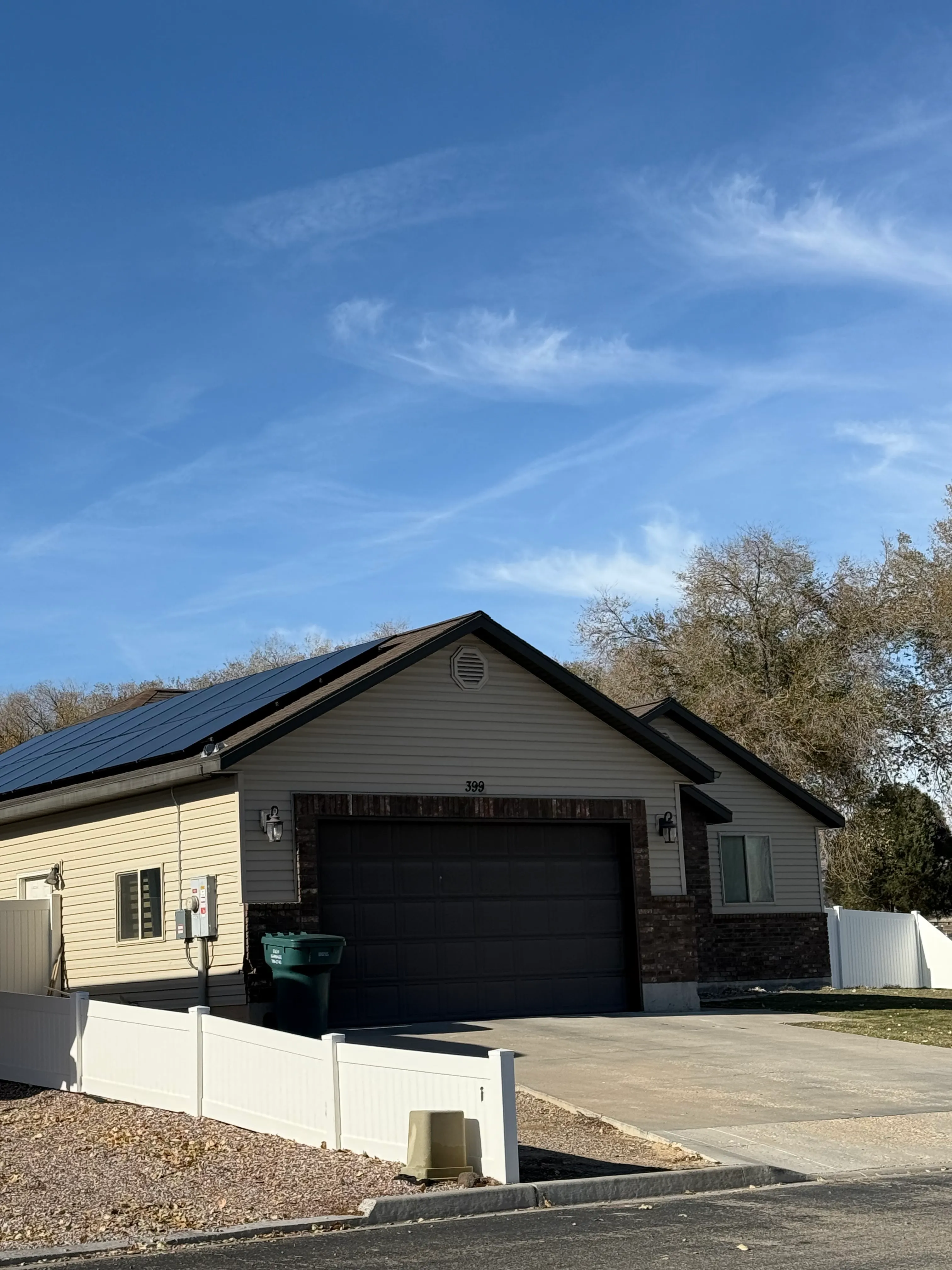 Solar panel installation on a single-story Utah ranch home